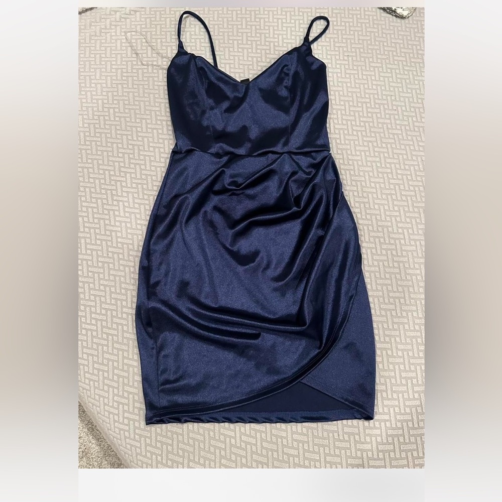 Windsor Navy Blue Satin Dress - Picture 3 of 4
